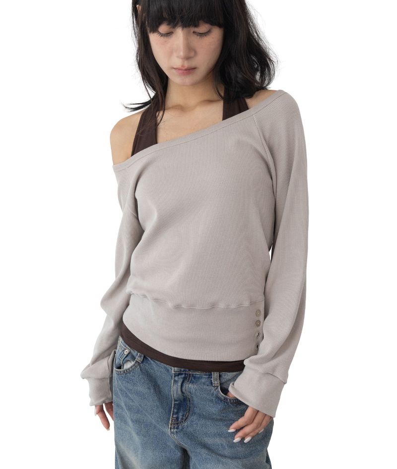 (Set) Wapi Layered Waffle Sweatshirt