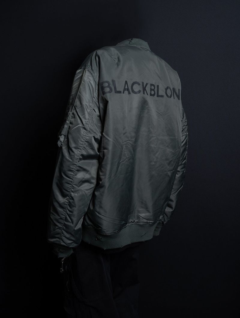 BBD Ripped Custom Sprayed logo MA-1 Bomber Jacket (Khaki)