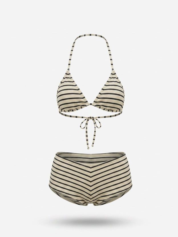 Mocha Stripe Bikini Set