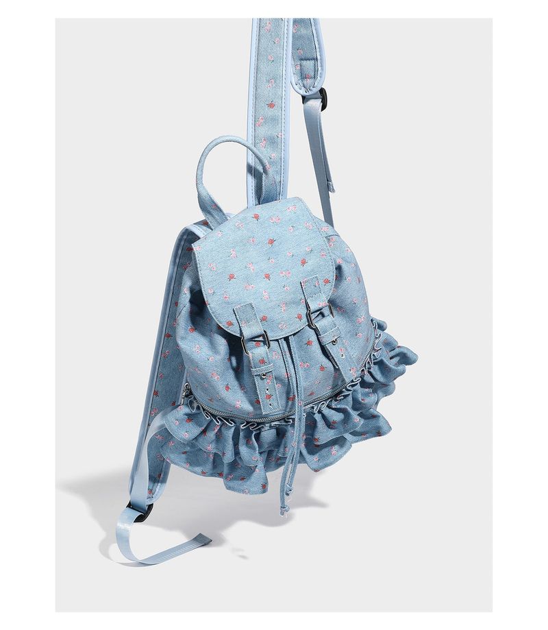French Dot Lace Backpack - Large Capacity Schoolbag & Picnic Backpack