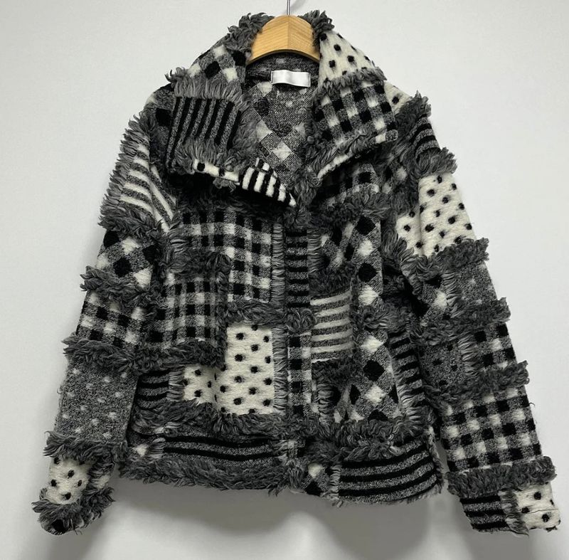 patch jacket cardigan
