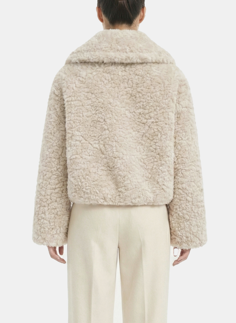 Ruen Bouclé Fur Short Zip-Up Jacket