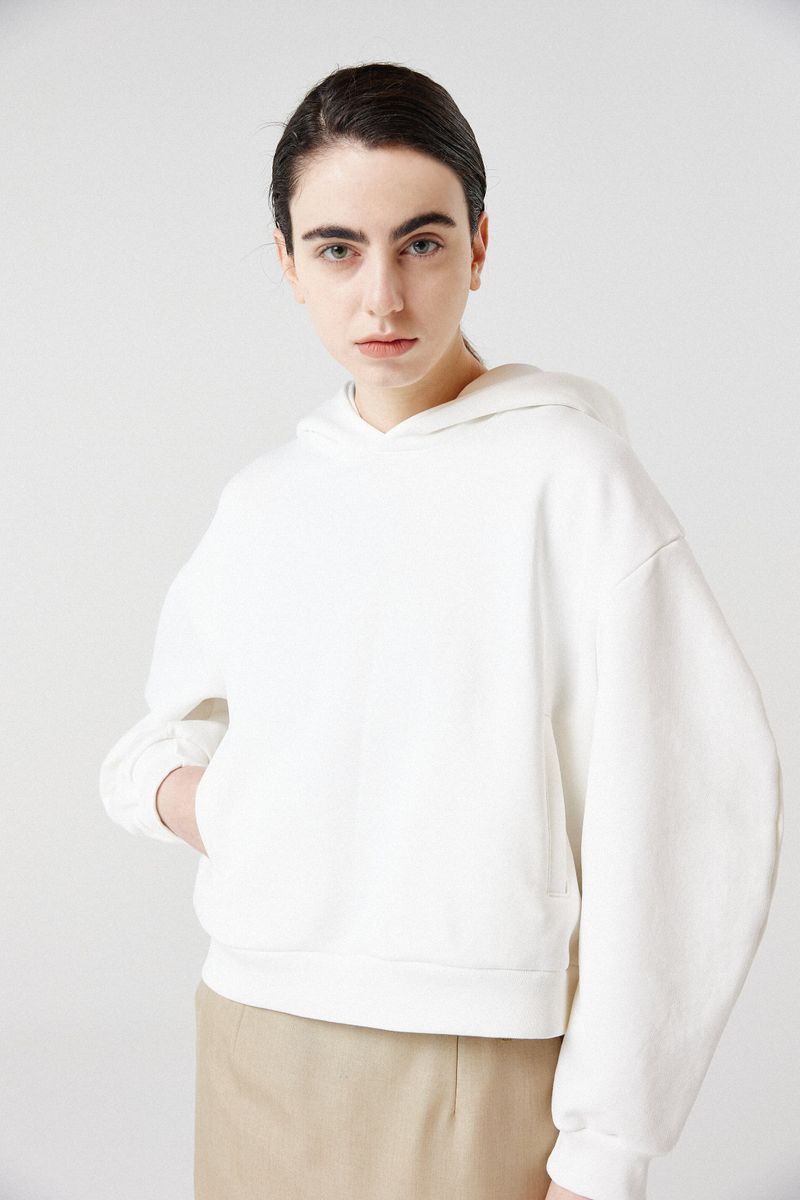 balloon crop hoodie_white