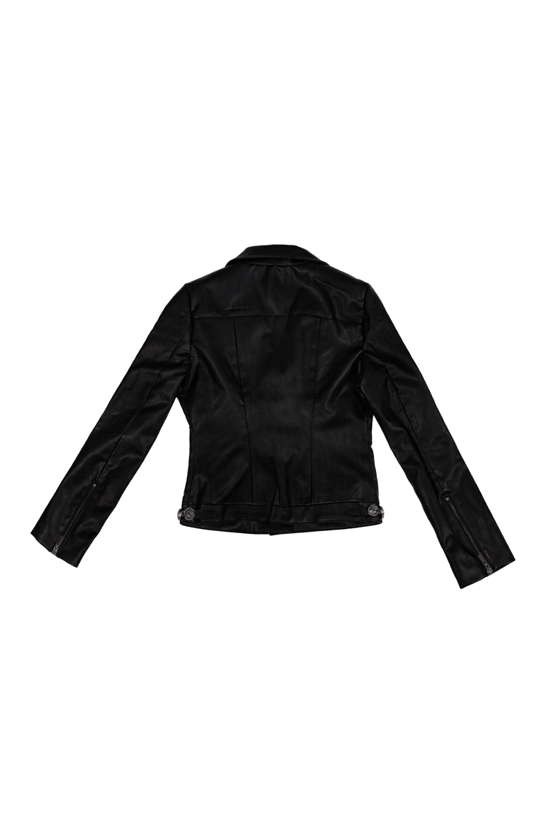 ANTIQUE ROSE SLIM RIDER JACKET #LEATHER BLACK