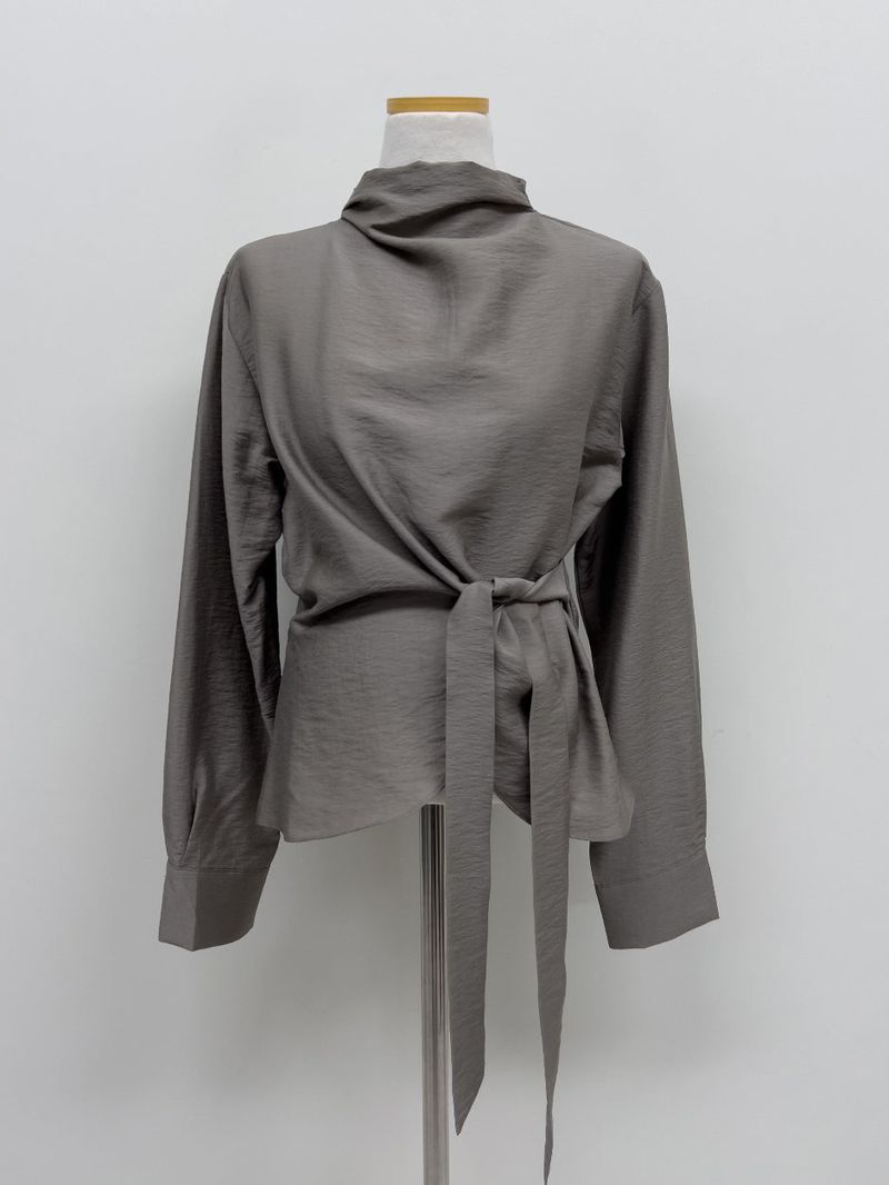 Janna Wrap Mock Neck Blouse