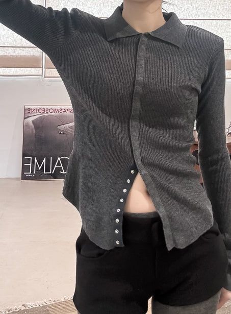 Snap cuffs collar knit