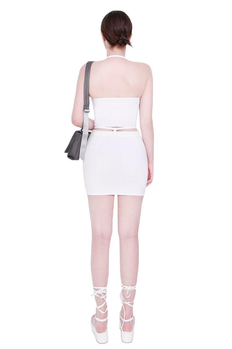 2-way halter span crop sleeveless top (white)