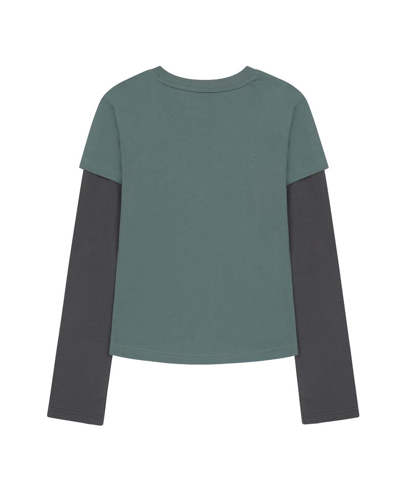 Out Pocket Button Point Layered Long Sleeve - EMERALD