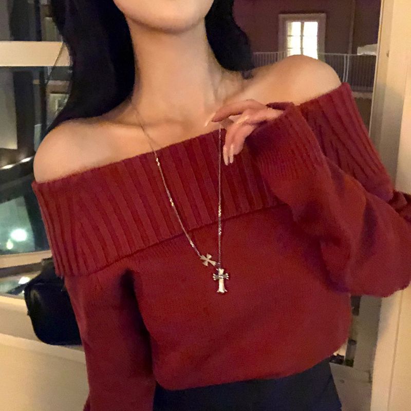 [BELLIDE MADE] KISSME, OFF-SHOULDER FINGER HOLE KNIT