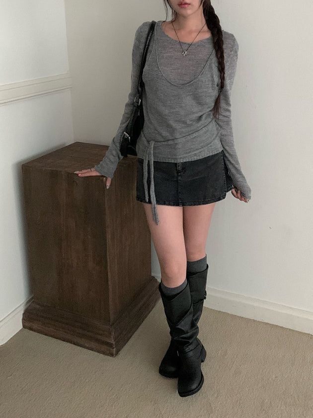 マイニングビスチェレイヤードニット