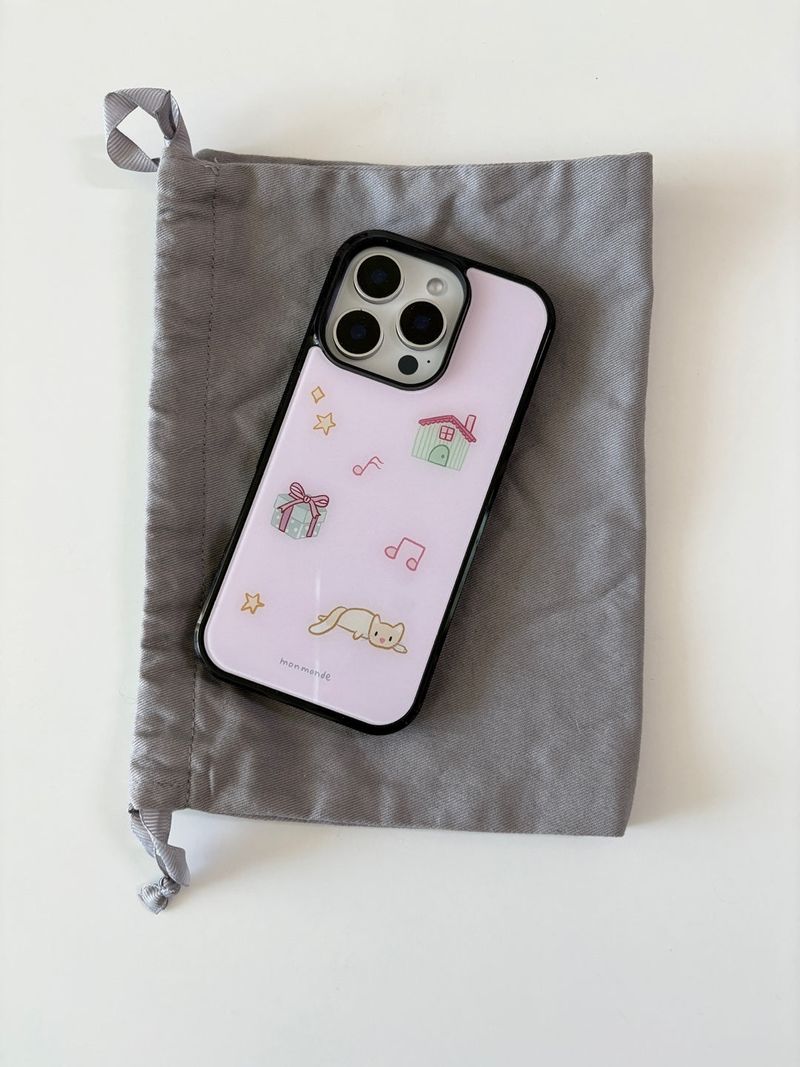 love cat  phone case (pink)