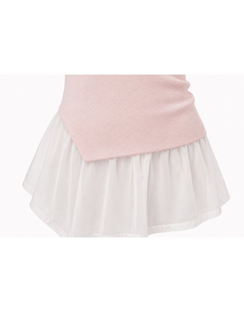 [PRE-FALL] Fria Glitter Off-Shoulder Layered Long Sleeve Knit Top Pink