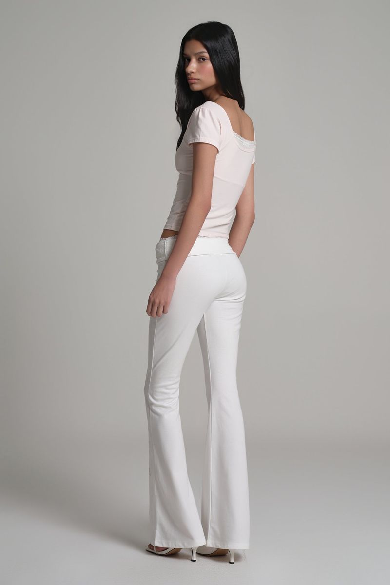 Lace tea bootscut pants, White