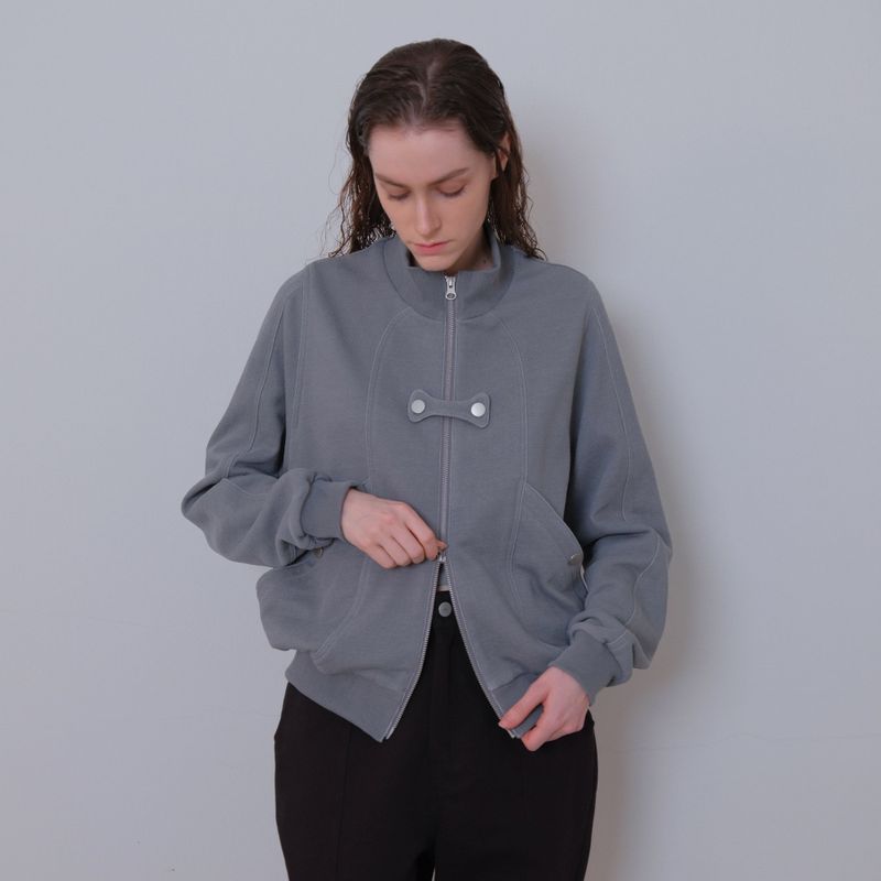 Gray Butterfly Pigment Jersey Zip-up
