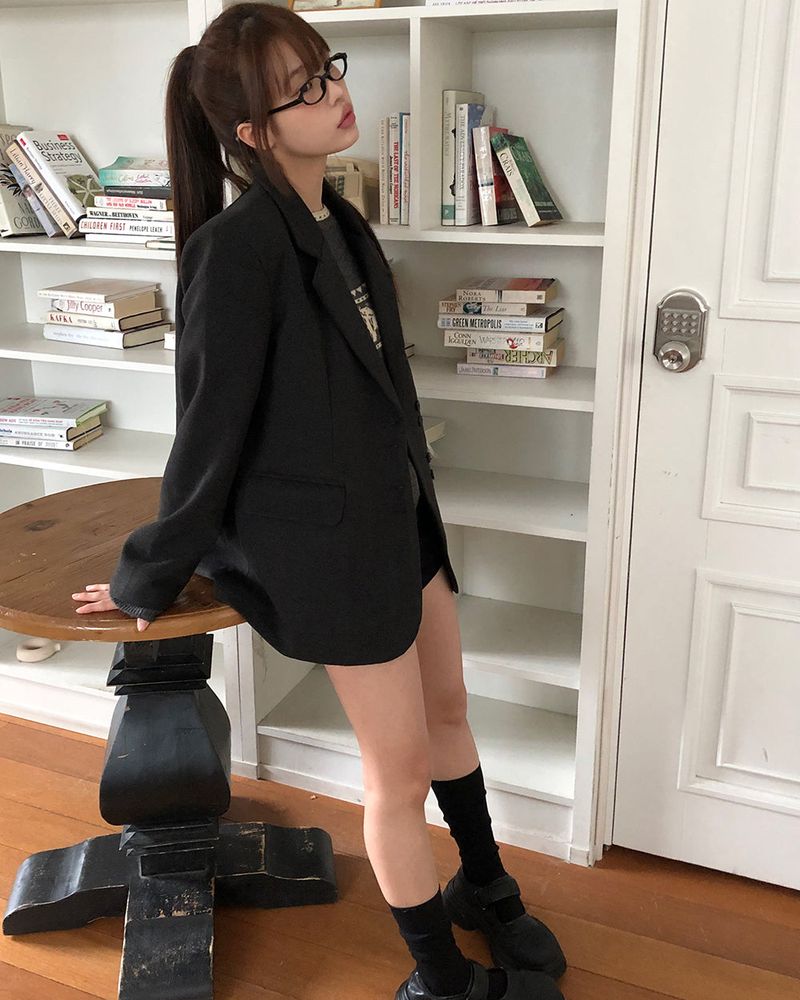 Yubil Button Collar Pocket Blazer Jacket