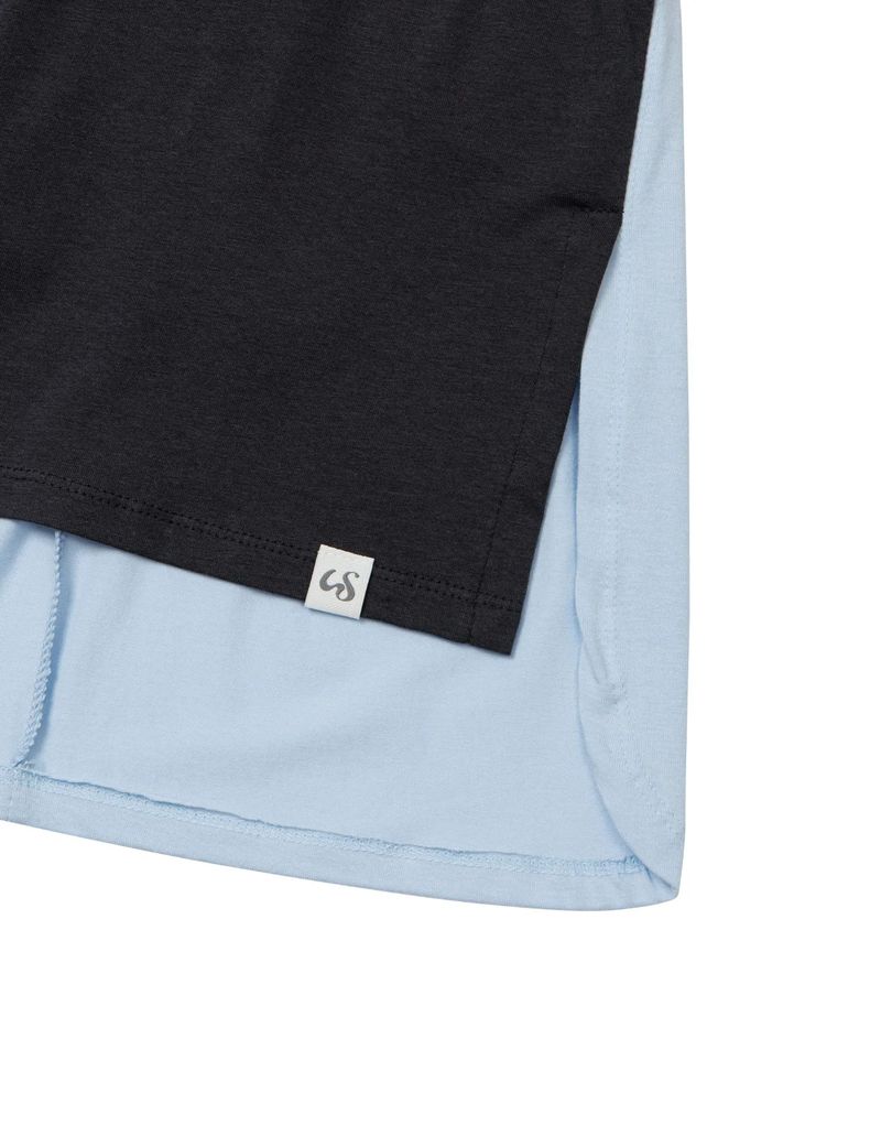 BACK RIBBON T-SHIRT(CHARCOAL BLUE)