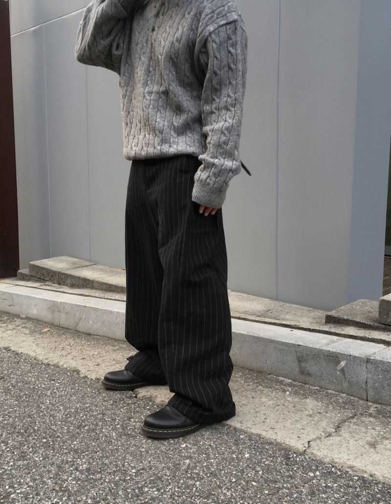No.1503 wool stripe side tuck PT (3color)