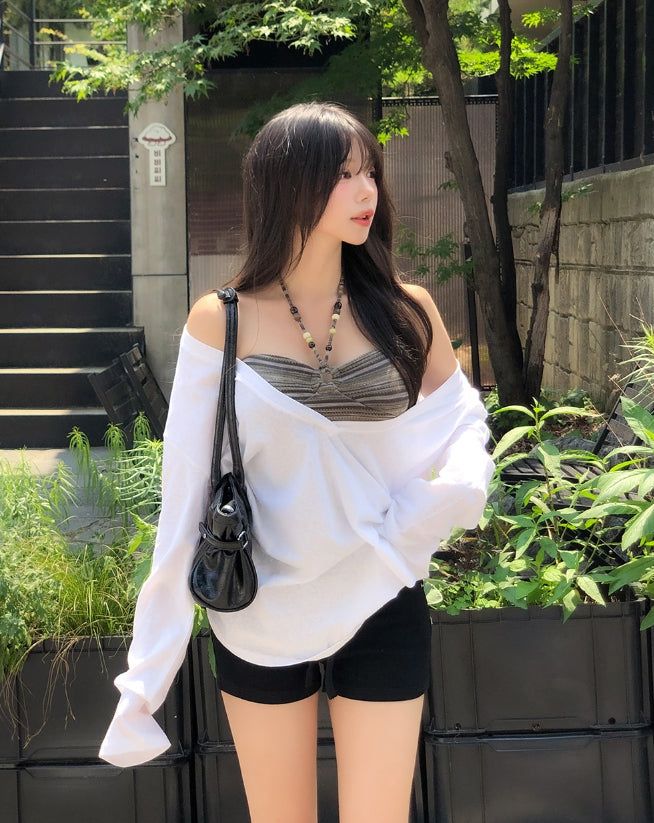 Awning Deep V-Neck Long Sleeve