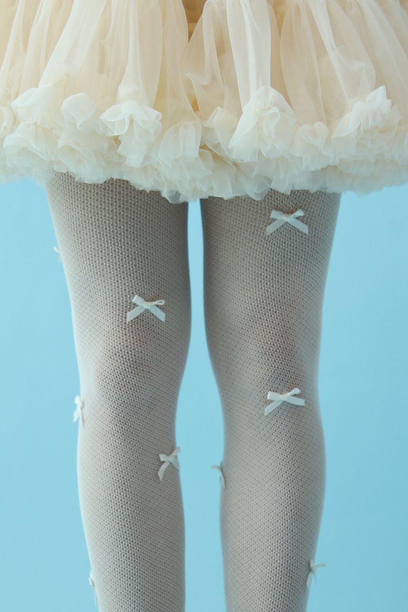 ribbon fishnet tights (ivory)