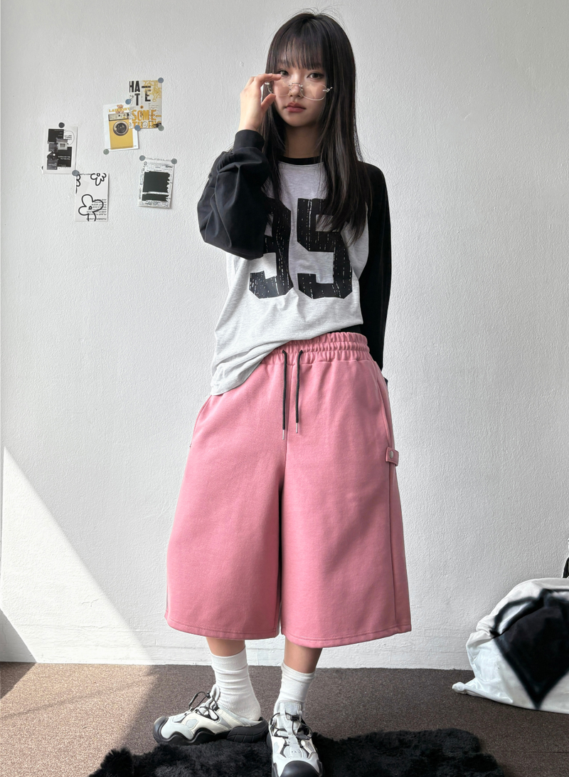 Pinter Snap Color Block Balloon Bermuda Shorts 7color