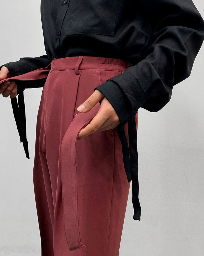 FL Belted Side Banding Wide Slacks (4 colors)