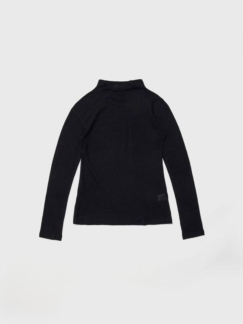 Unbalanced Stitch Turtleneck Tee Black
