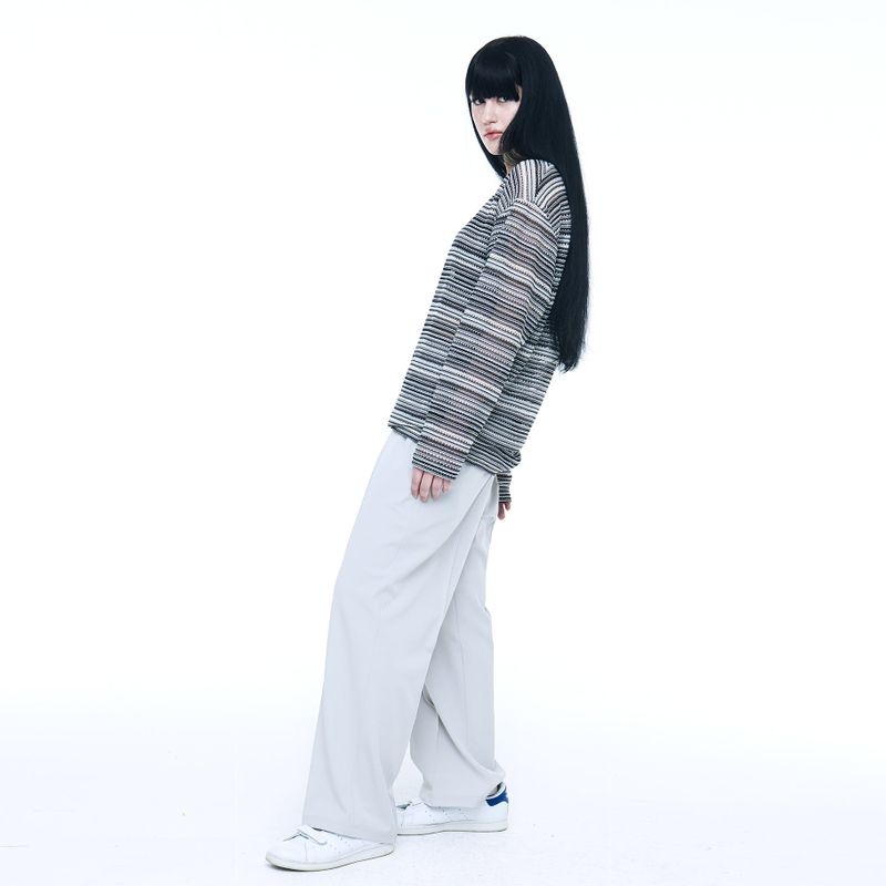 SEE-THROUGH CRAFT KNIT PULLOVER BLACK