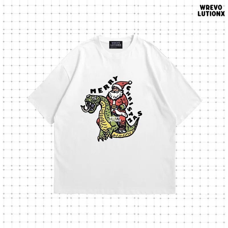 WREVOLUTIONX by WooLeeX（レボリューションエックス バイ ウーリーエックス）の「Snakey Dragon, Merry Christmas T-Shirt (White)（Tops）」