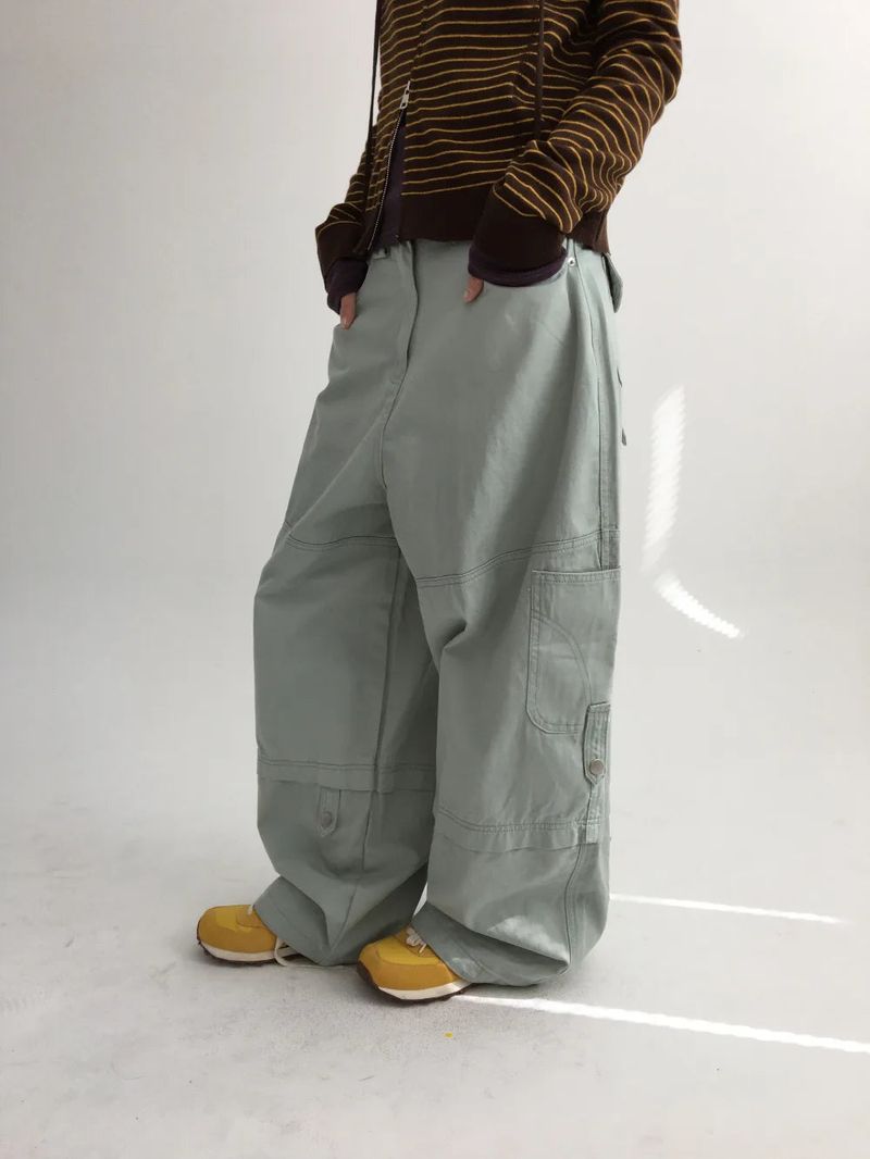 Denp Button Cargo Wide Pants (3color)
