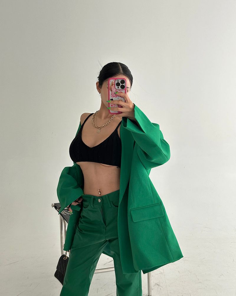 leather coated straight pants