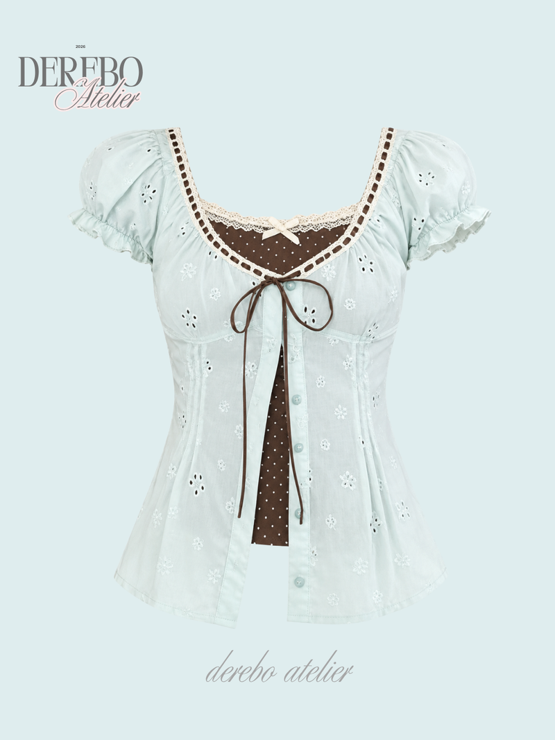 Mint Mocha Eyelet Blouse