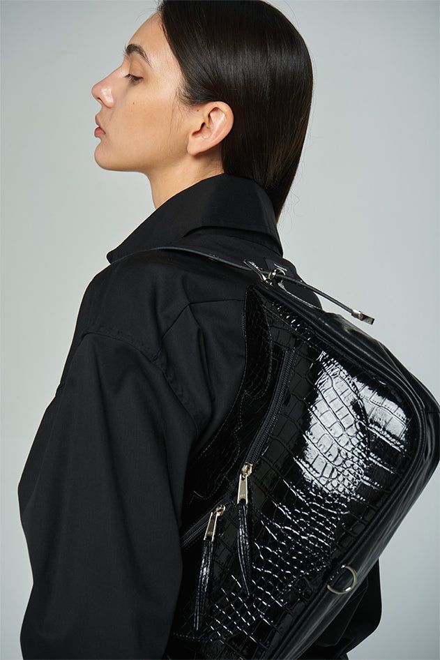 Western Enamel Pattern Leather Bag