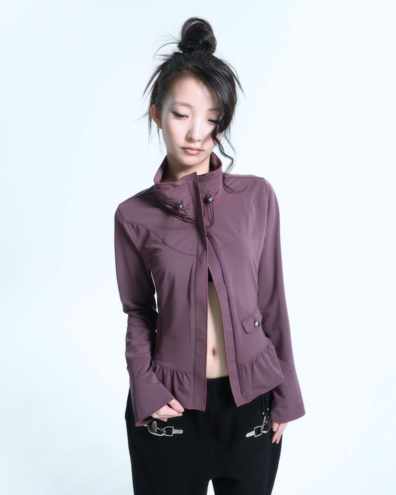 Ruffle Two Way zip-up - Old Plum