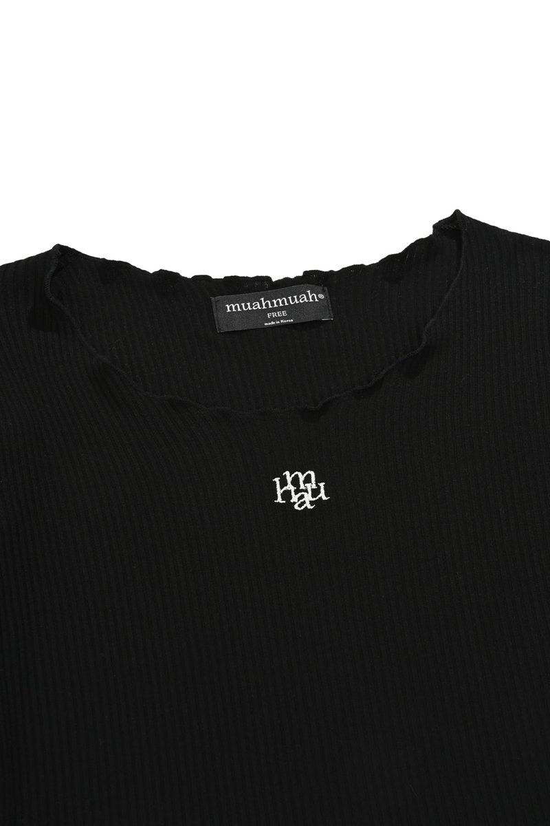 STITCH FRILL U-NECK LONG SLEEVE