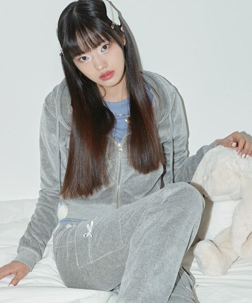 ZIZEMUSEUM（ジゼミュージアム）の「VELVET BING BONG TRAINING HOODY (MELANGE GRAY)（Tops）」