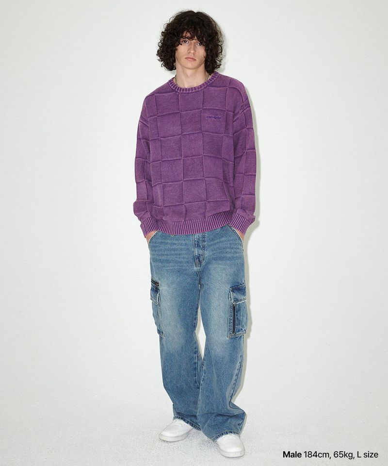PIGMENT CHECKERBOARD KNIT SWEATER