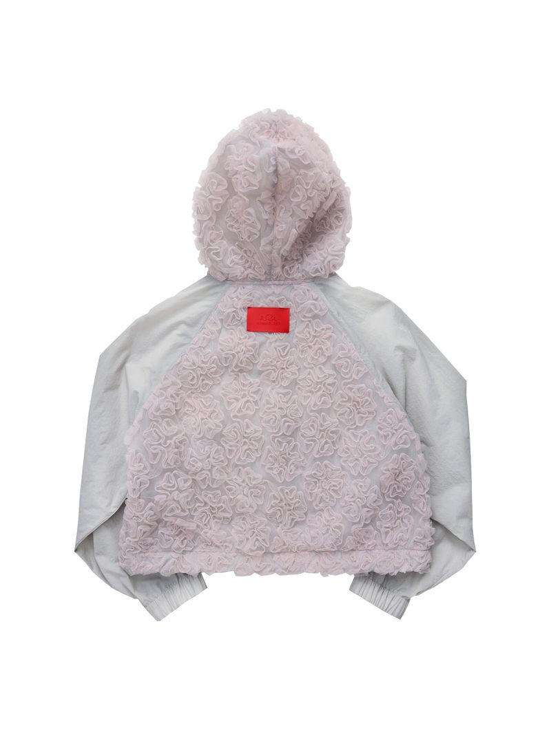Lace Crop Hood (Grey+Pink)