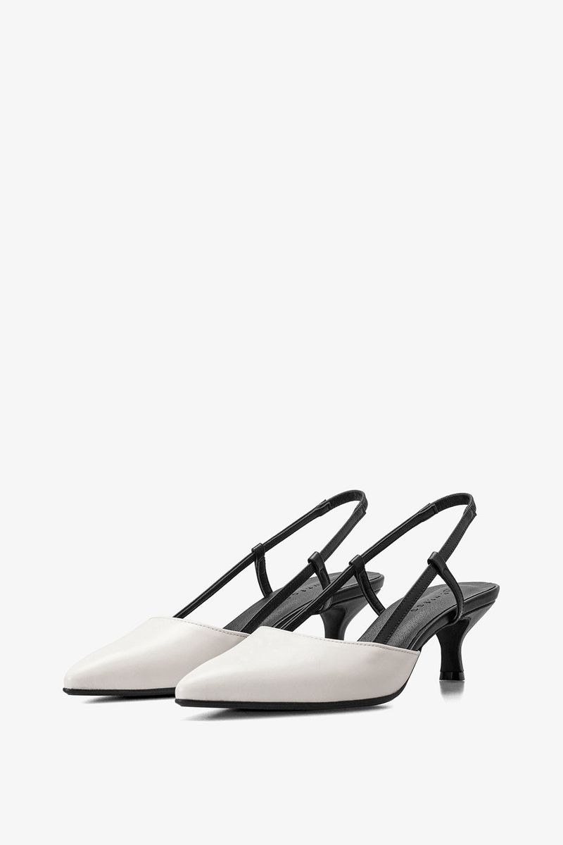 KITTEN SLINGBACK IN WHISPER WHITE&BLACK