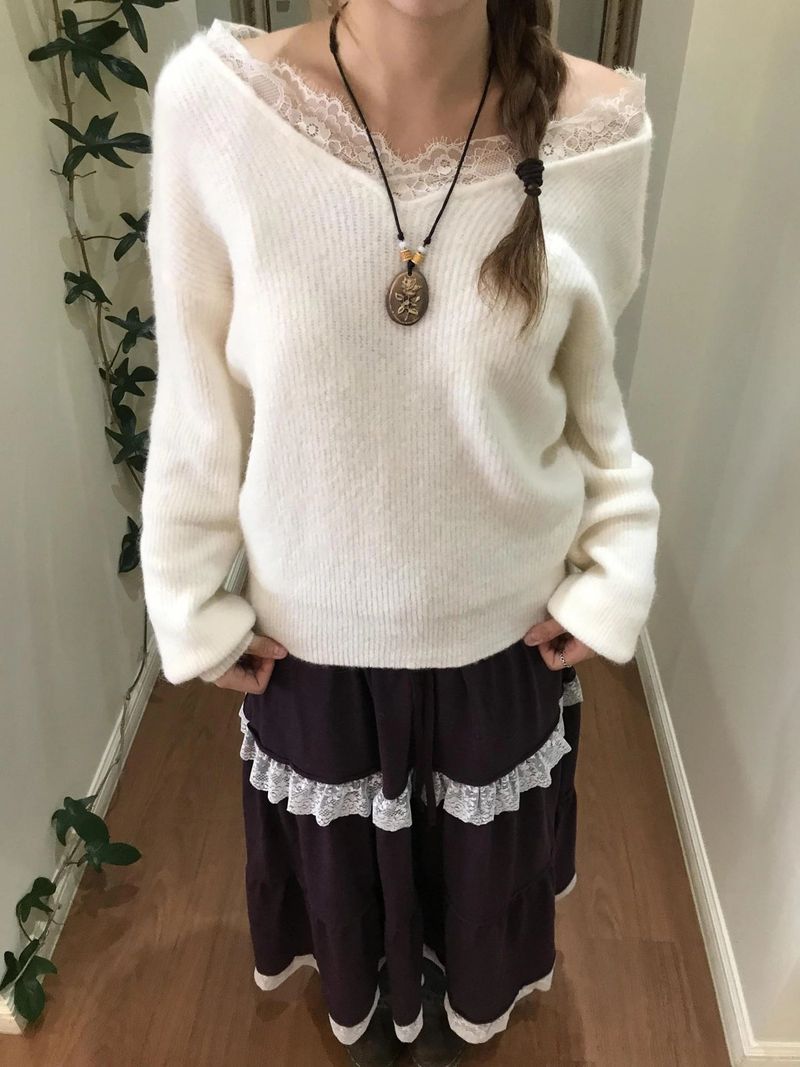 seter lace v-neck knit 