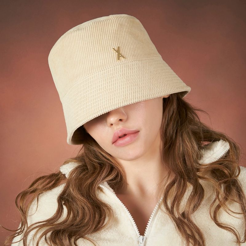 Corduroy stud drop bucket hat