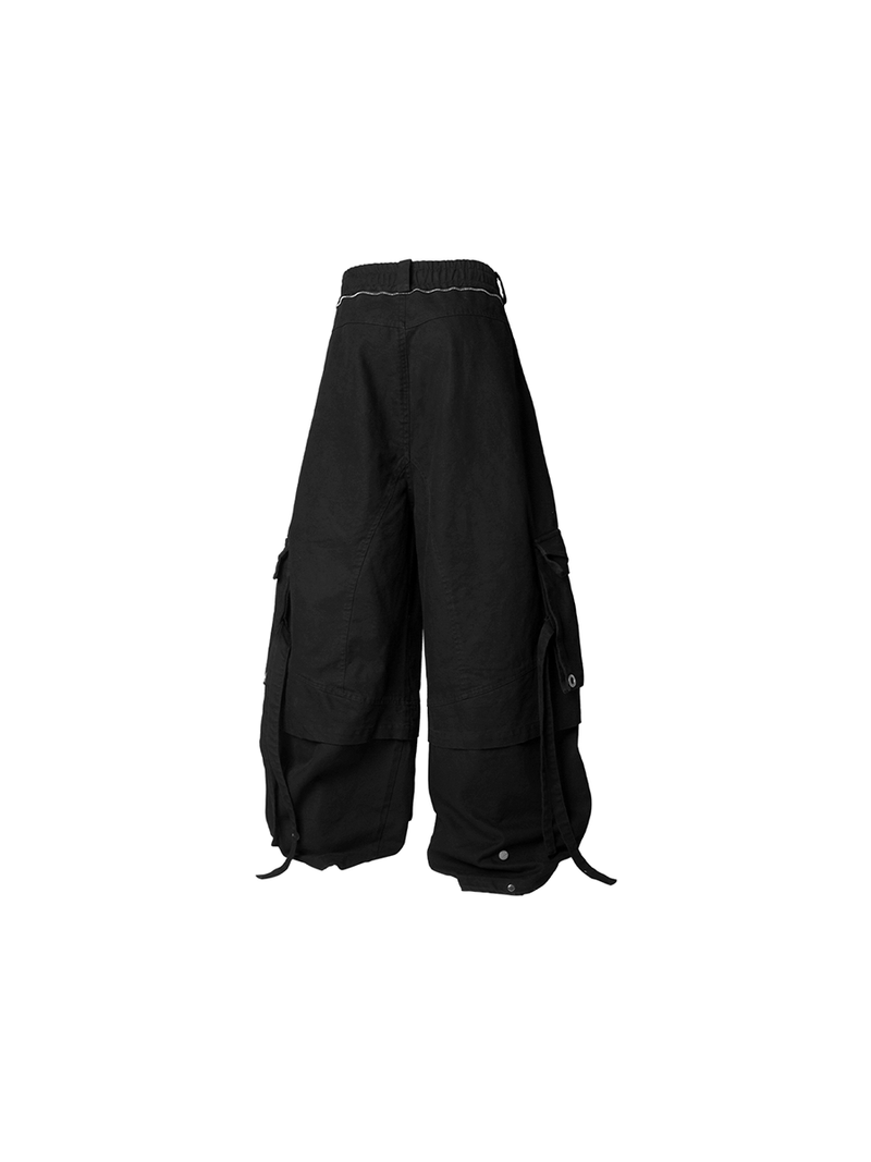RELABEL Spatial Relations (Quartet) Eight-pocket Overlapping Detachable Distressed Multi-colour Double-jointed Workwear Ribbon Trousers