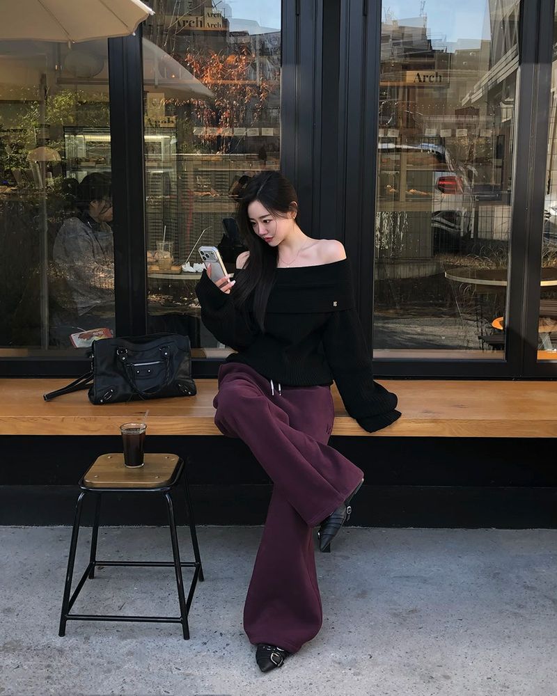 [ORIGINAL] DARE Off-Shoulder Rib Knit