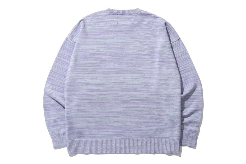 BUTTON SLEEVE KNIT TOP_MELANGE SKY BLUE