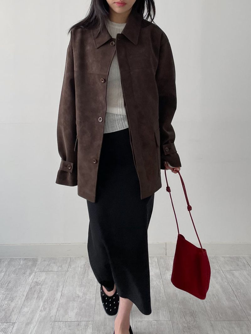 Nubuck String Overfit Leather Jacket