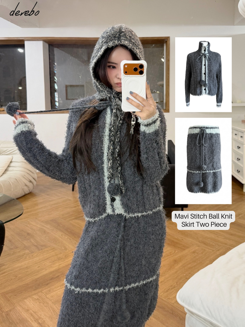 dereborujo（ドレボルゾー）の「Mavi Stitch Ball Knit Skirt Two Piece（Dresses）」
