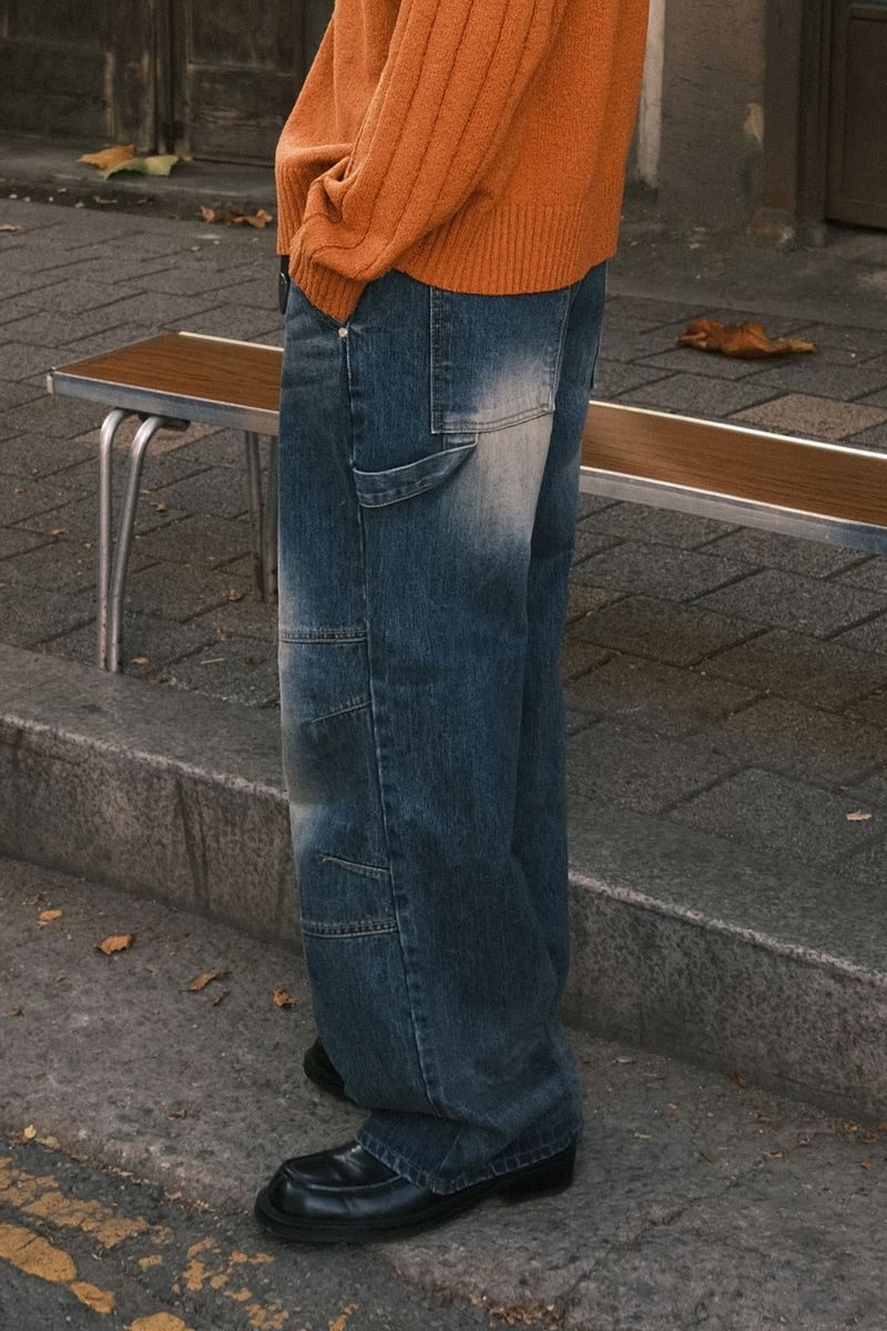 レトロダークデニムパンツ