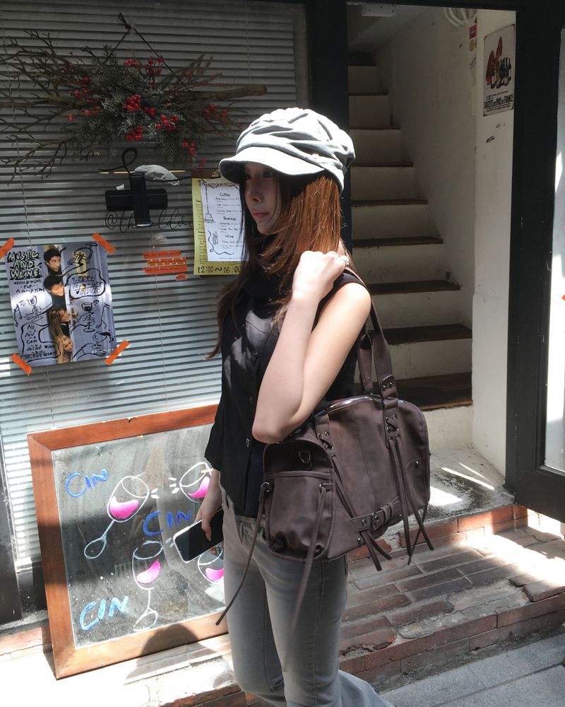 Grey lowrise boots cut pants