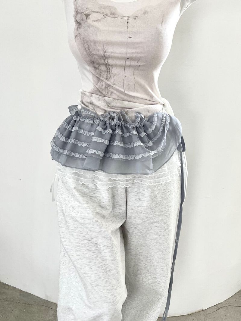 Seow(ソウ)の「1460. Frill lace ribbon layered cover sk (4color)(Skirts)」