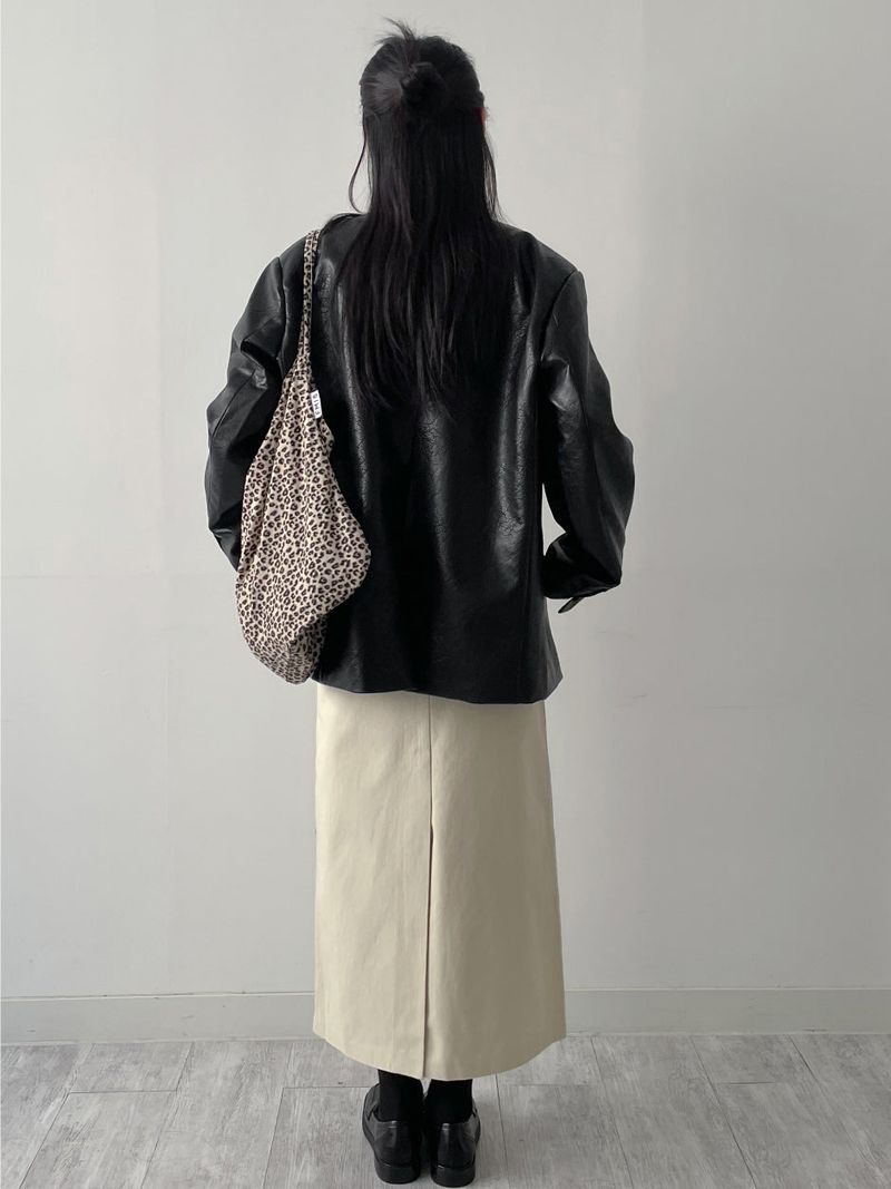 [unisex] Crack Single Leather Over Fit Jacket