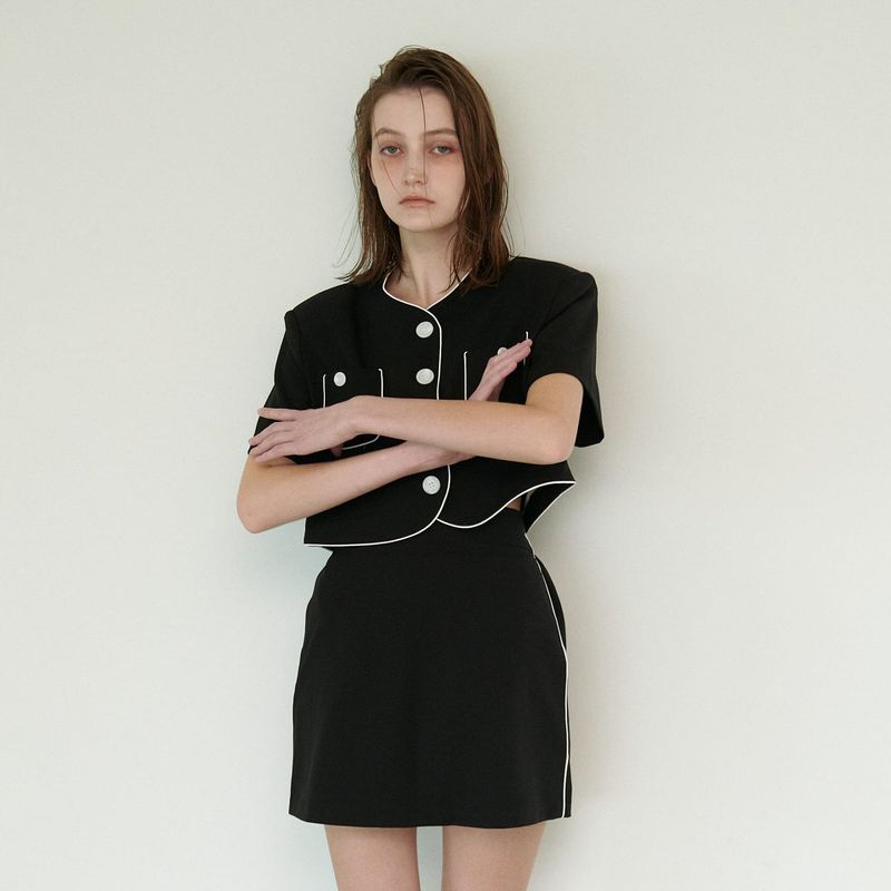  LINE BUTTON JACKET, BLACK